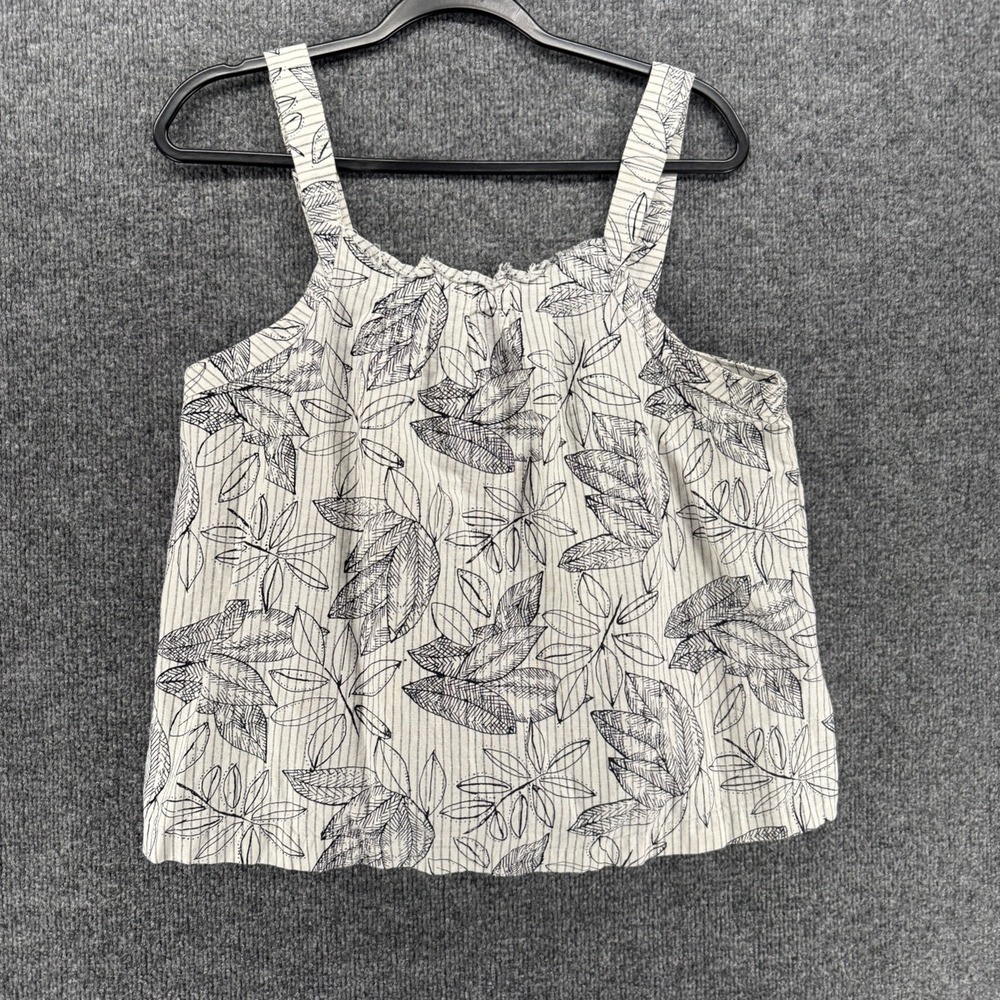Merona Top Womens L Floral Linen Sleeveless Babydoll Fairy Cottage Coquette Girl